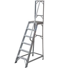 Image of 1.5m Heavy Duty Single Sided Fixed Step Ladders Handrail Platform Safety Barrier