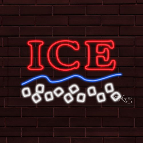 NUEVO "HIELO" con LOGO 33x18x1 PULGADAS LED FLEX VENTANA/PARED INTERIOR LETRERO 30680 - Imagen 1 de 1
