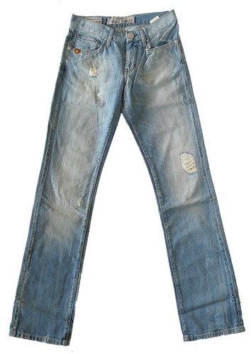 Jeans Pantalone Uomo Stampato Denim Scolorito Chiaro Gamba Dritta TAKE TWO  42 | eBay