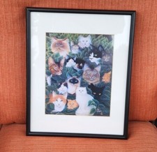 Framed Collage Funny Cats Breed Kittens Animal Wall Decor Art Print Plants Love