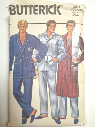 Robe Pajamas Top Bottoms L XL Mens Butterick 3037 Monogram Sewing Pattern Cut