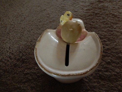 Vintage Lefton Bank Baby Bootie Shoe Baby And Chick Made in Japan #1342 - Picture 17 of 21