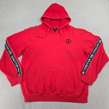 Marvel Deadpool Hoodie Sweatshirt Mens Large Red Embroidered Logo Superhero