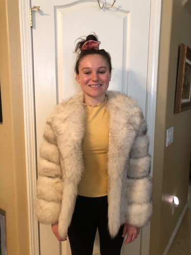 BLUE FOX FUR JACKET COAT XSMALL | eBay