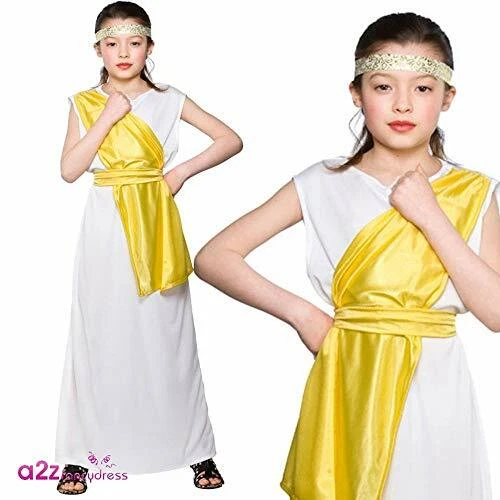 L Girls Greek Girl Costume for Ancient Historic Fancy Dress