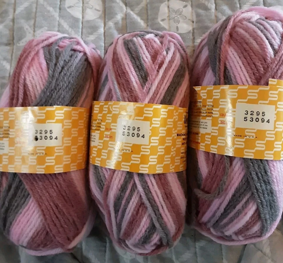 NOVO Lote de 3 Fios de Mosaico Giratório Vintage Rosa E Cinza Ombre Acrílico 4 Dobras - Imagem 3 de 3