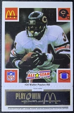 1986 McDonald’s Play & Win Walter Payton #34 NFL All-Star Black Tab Unscratched