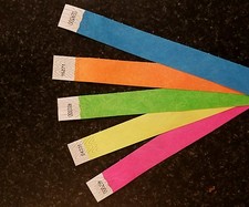 30,000 1" TYVEK WRISTBANDS FOR EVENTS, 5 ASSORTED COLORS, PAPER WRISTBANDS