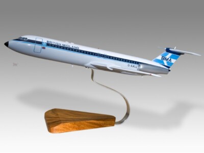 BAC 111 British Midland Desk Wood Airplane New Model Small Scale 1/100