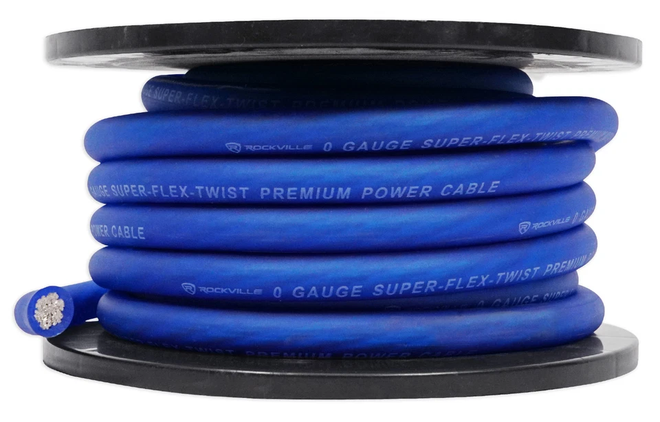 Rockville R0G30BLUE 0 Gauge 30 Foot Spool Blue Car Amp Power+Ground Wire Cable - Image 2 of 4