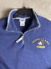 Disneyland Resort Pullover Fleece Size L 1/4 Zip Mickey Embroidered Logo Blue