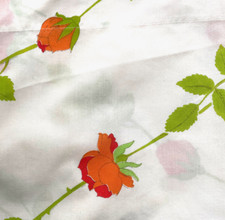 Vtg 1970s Christian Dior Wamsutta Orange Rose TWIN Sheet 3pcs 2 Pillow Cases