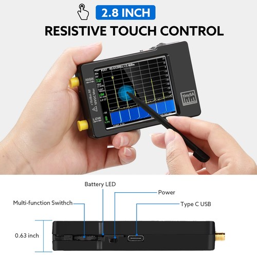Ręczny mały analizator widma TinySA 2,8" wyświetlacz 100kHz do 960MHz - Zdjęcie 2 z 14