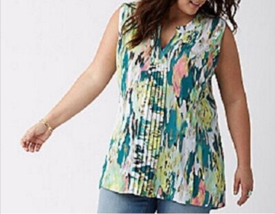 Melissa McCarthy Seven7 Lane Bryant Tank Top Blouse Green Plus Size 4X 26/28 NWT