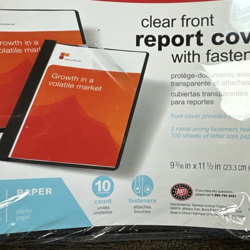 Office Depot Leatherette Clear-Front Report Covers Black 10 Pack S2 - Picture 4 of 5