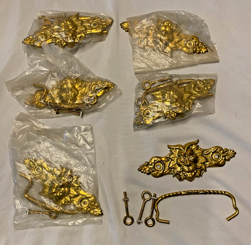 Lot (6) Victorian DRAWER Pulls LION or DRAGON Figure w/ESCUTCHEONS AA IMPORTING