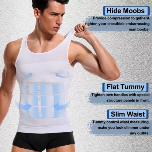 Mens Body Shaper Slim Tummy Vest Compression Shirt Tank Tops Shapewear Workout - Bild 9 von 39