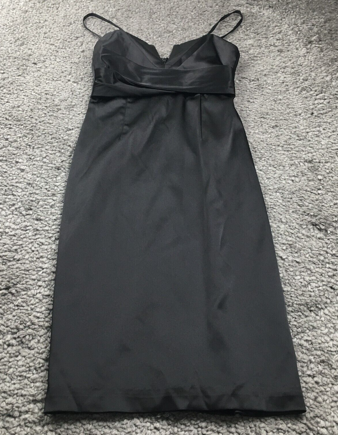 White House Black Market Cocktail Dress Size 00 Black Satin Stretch Lined-image