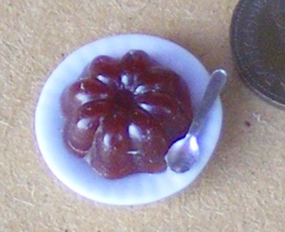 1:12 Scale Strawberry Jelly On A Ceramic Plate tumdee Dolls House Dessert