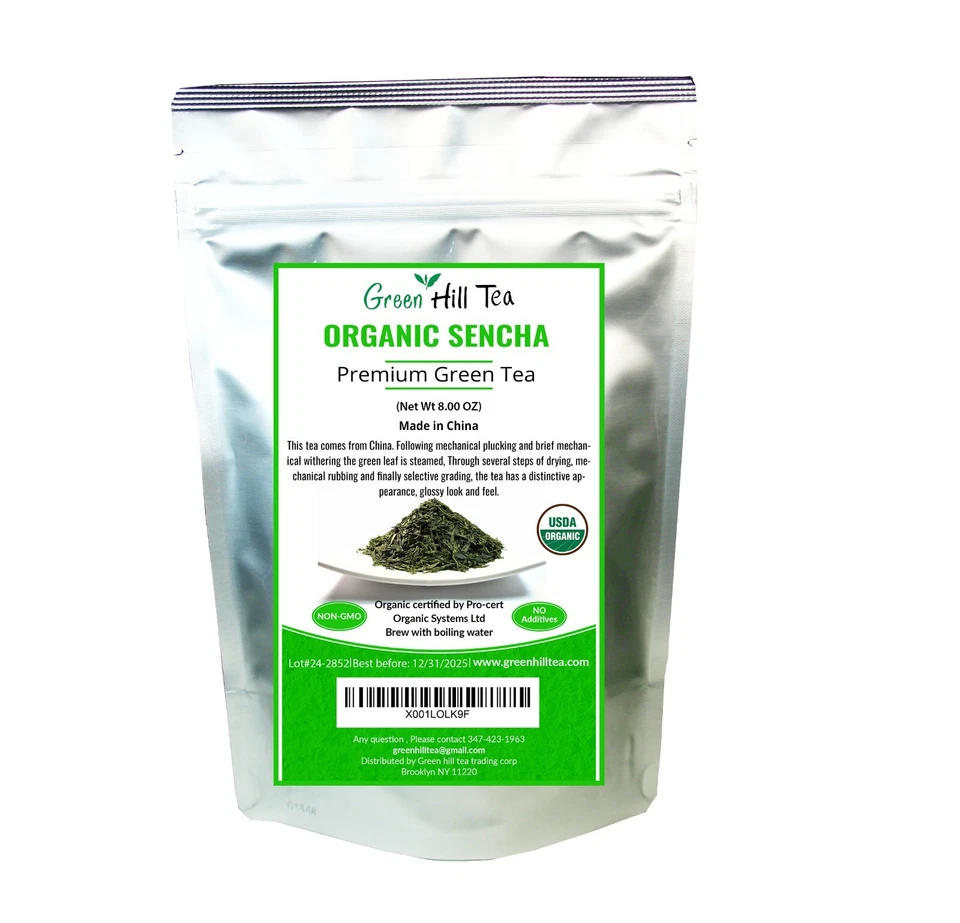 Органический японский стиль зеленый чай премиум сенча рассыпчатый листовой чай 1/2 фунта пакетик - Изображение 2 из 4