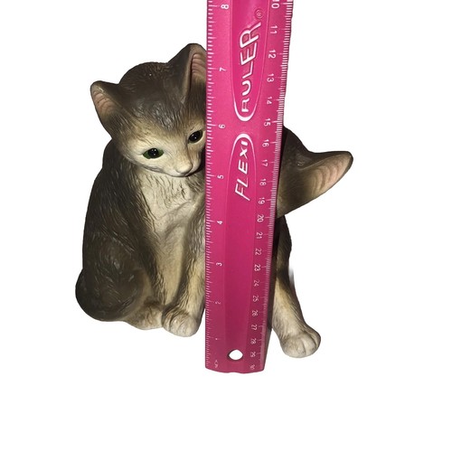 Grande 2 Gatti Gattini Grigio Marrone ��Figurina Vintage Giappone ��7 1/2" Divertente - Foto 4 di 10