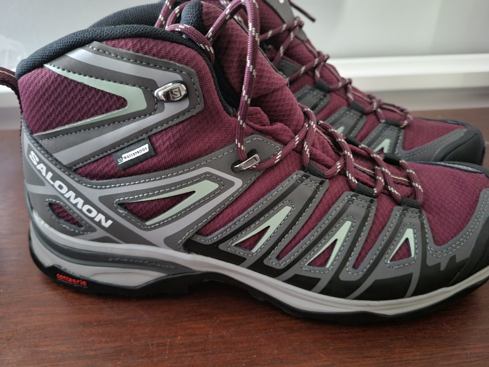 Stivali da trekking Salomon donna taglia 9 5 x Ultra Pioneer Mid CSWP vino granito come nuovi