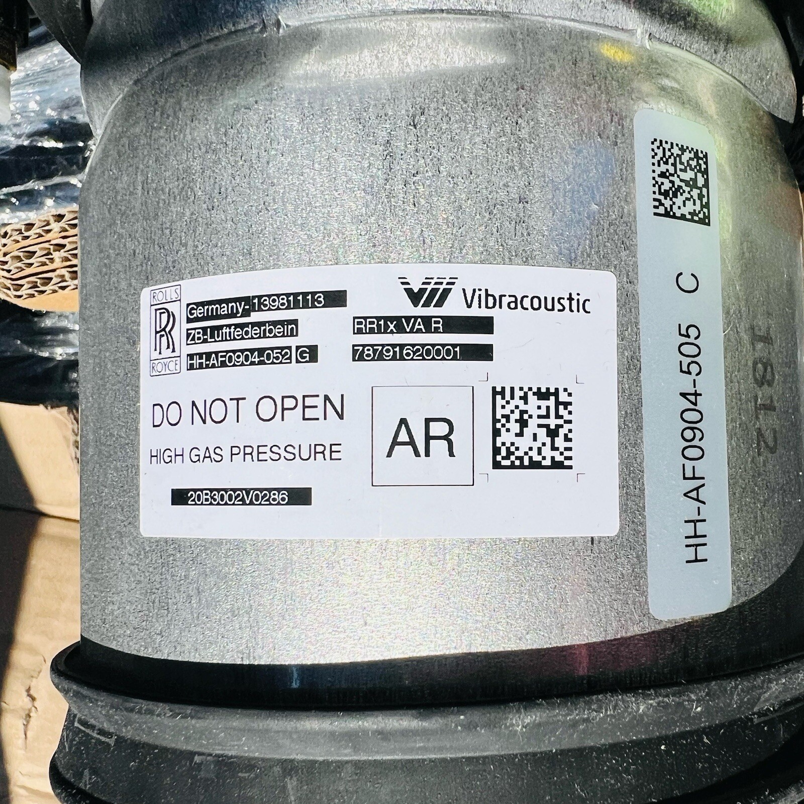 Rolls Royce Vibracoustic HH-AF0904-052G Air Suspension Strut