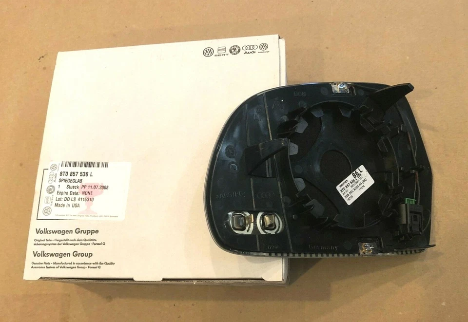 BRAND NEW 2009 AUDI A3 A4 A5 A8 RIGHT SIDE MIRROR GLASS, 8T0857536L, GENUINE OEM - Изображение 3 из 4