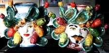 TESTE DI MORO CERAMICA CALTAGIRONE FICODINDIA H 25 CM. COPPIA VASO SICILIA