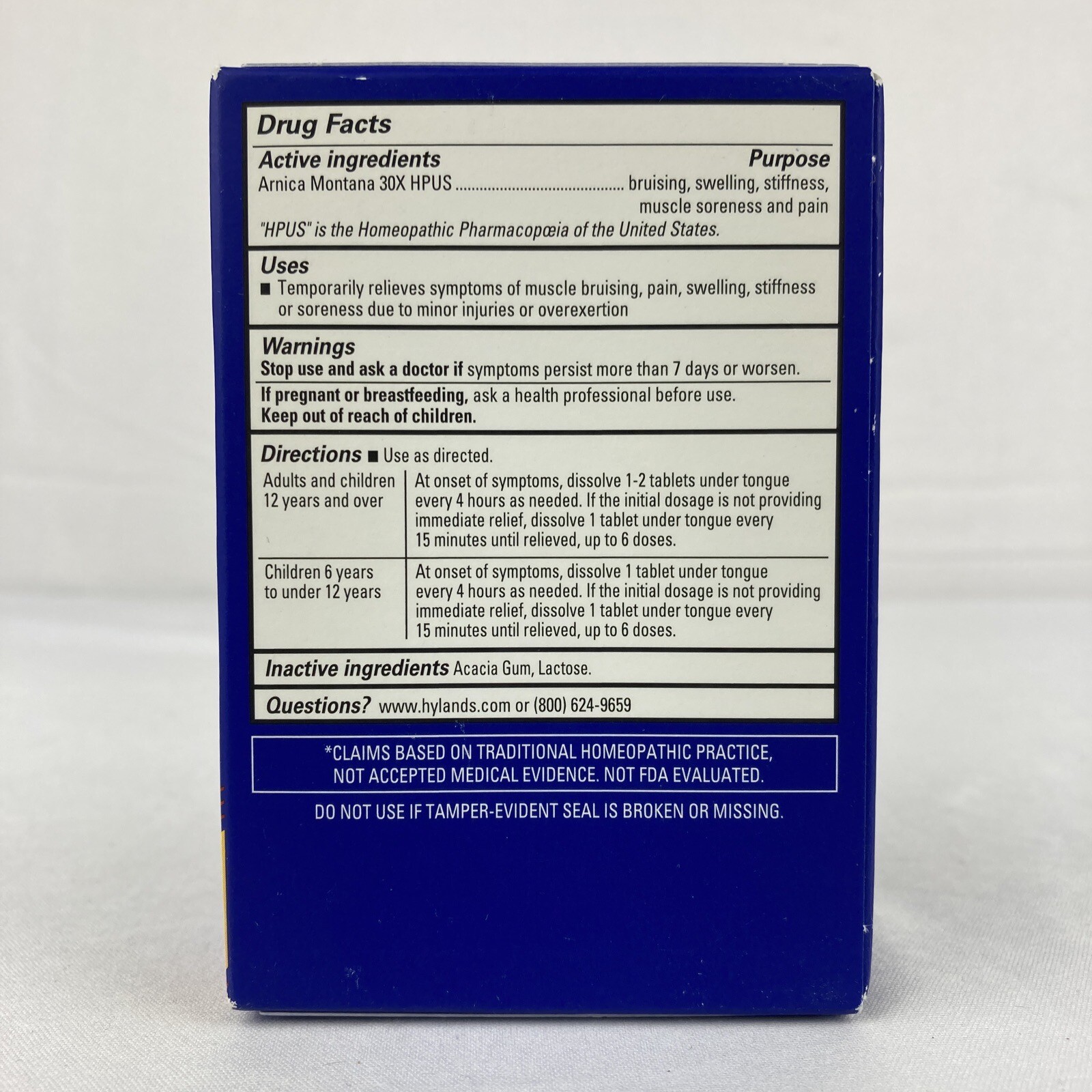 Arnica 30X Pain Relief 50 Quick Dissolving Tablets Hyland's Naturals