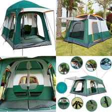 12 Person Family Cabin Tent Camping Tent Extra Large 2 Rooms 3 Doors Waterproof