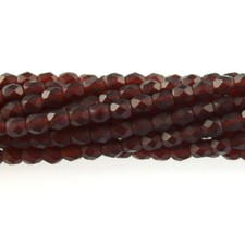 Garnet Red Matte - 50 4mm Round Fire Polish Czech Glass Beads