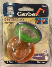 Gerber Gentleflex pacifier 2-pack Orange/Purple, Purple/Green 78480 FREESHIP  