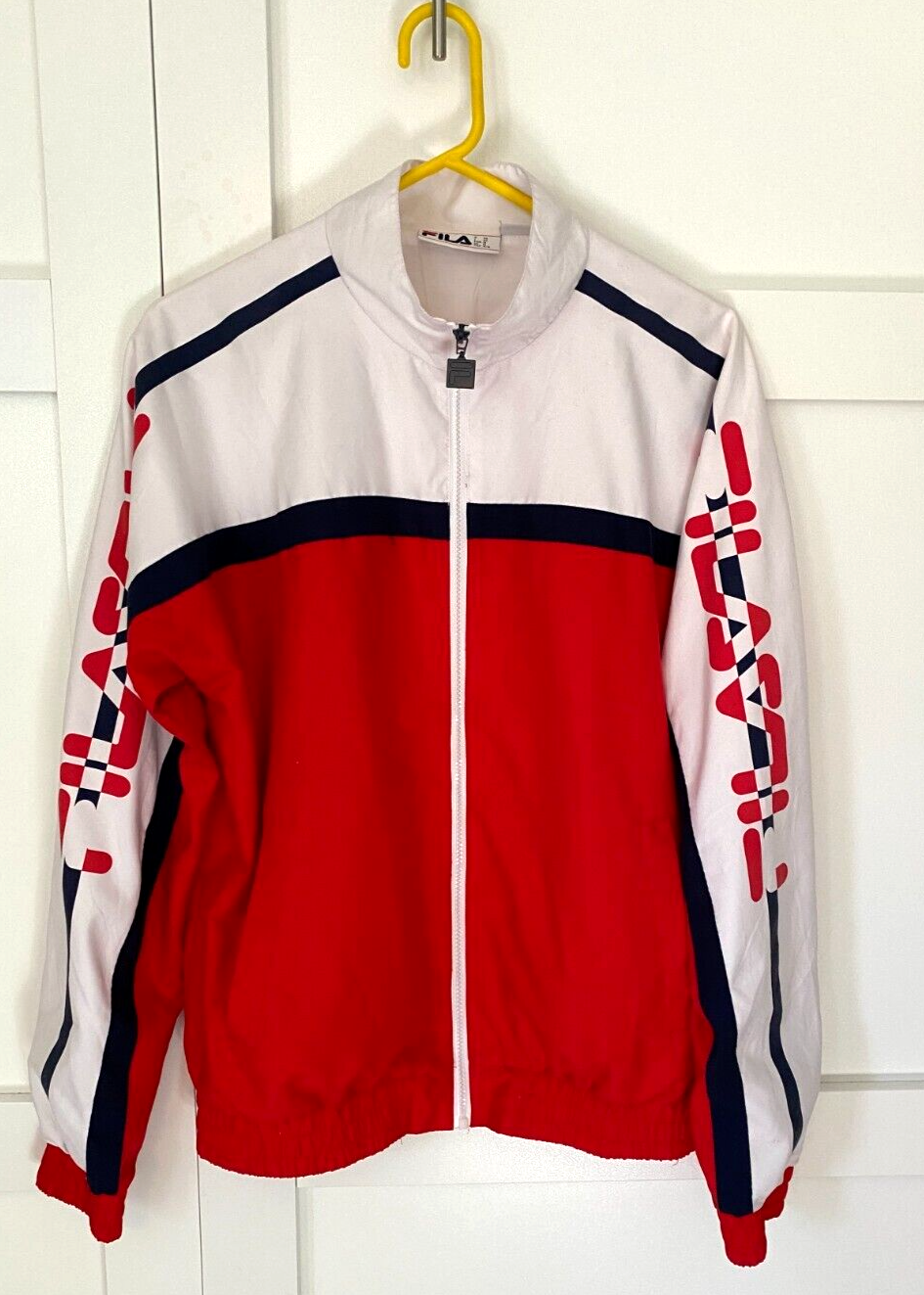 FILA SPORT GIACCA TRACK UOMO ROSSO BIANCO BLU TAGLIA MEDIA COSTINE POLSINI VITA
