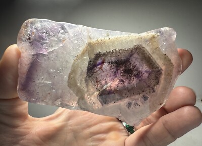 Ametrine Auralite 23 Boreal Chevron Amethyst Crystal Double Sided Polished Slice