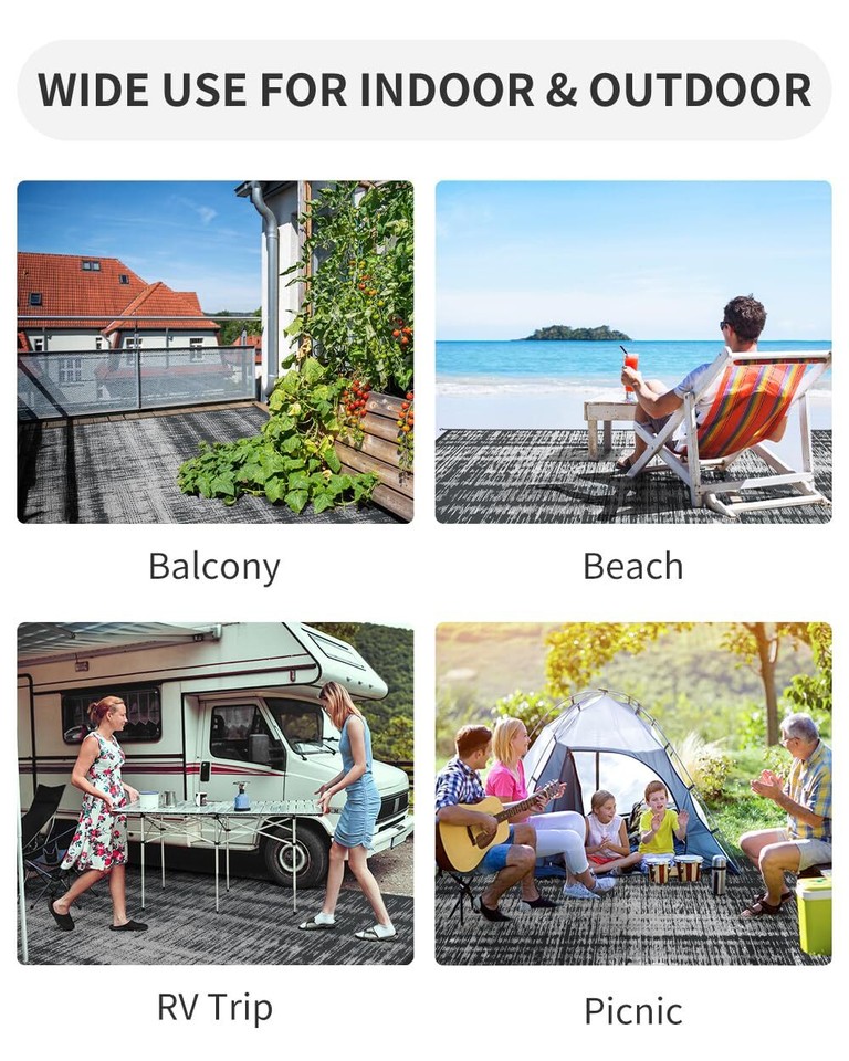 Outdoor Rug Waterproof 8x10 ft Outdoor Carpet Patio Rug Mat Reversible