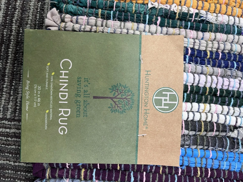 NWT Area Rug Rag Chindi Indian Handmade Multi Color Area Rug 30x46 - Image 2 of 4