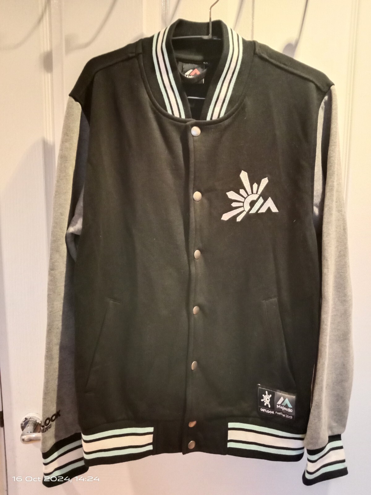 Majestic Athletic 2013 Festival Varsity Jacket Size S Black Grey