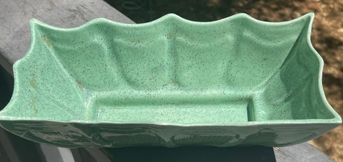 Calif. Orig. USA Paneled Rectangle Pottery Planter PG-10 Celadon Green Speckled - Picture 9 of 16