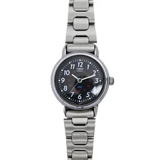 Timex 1990's Vintage Ladies Black Dial Stainless Steel Bracelet