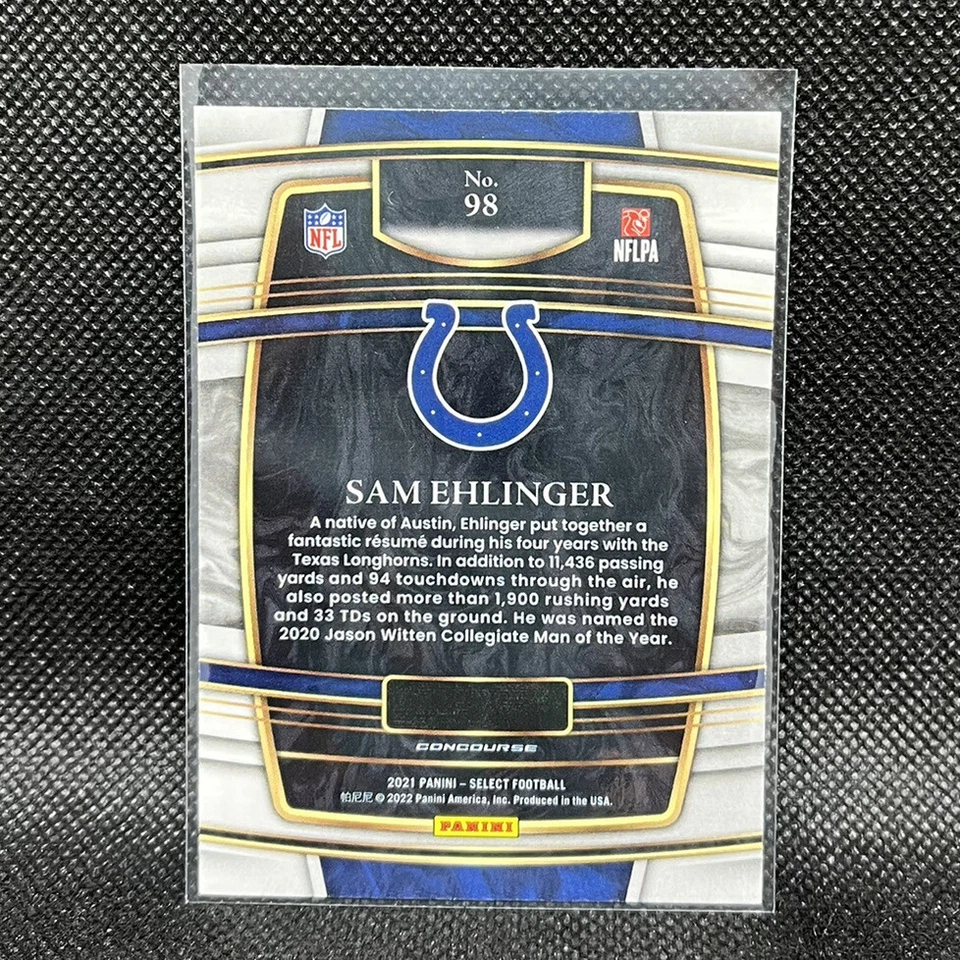 Sam Ehlinger #98 Concours Level Rookie Card 2021 Panini Select Football Colts RC - Image 2 of 2
