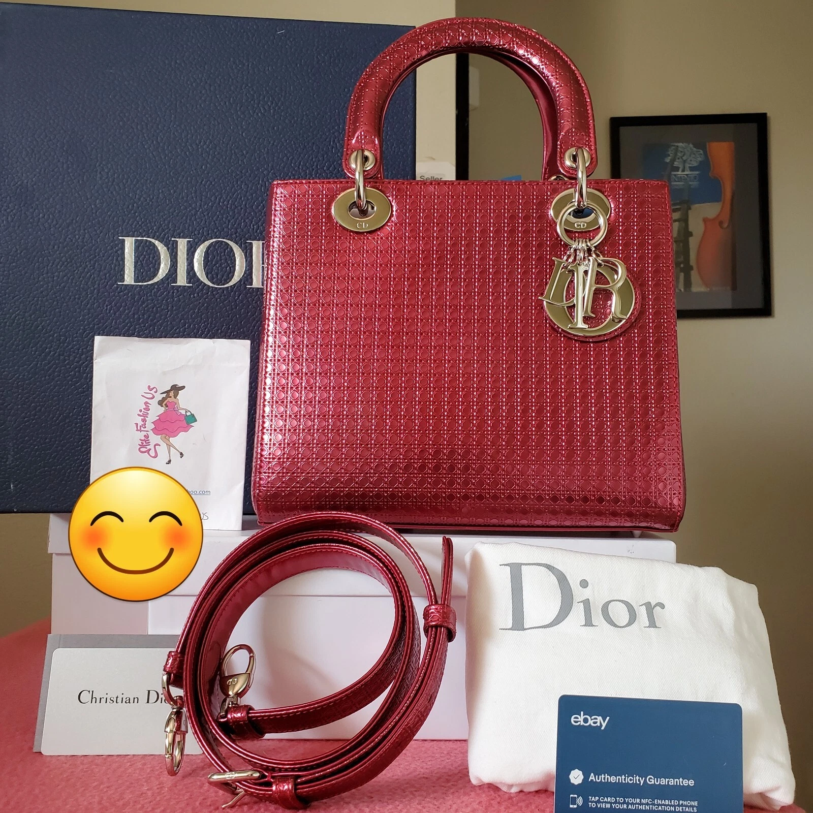 Sac Lady Dior rose motif micro cannage argent hw moyen camélia