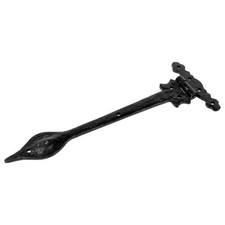 Traditional Black Antique Cast Iron Spear Ornate Decorative Tee Hinges Pair