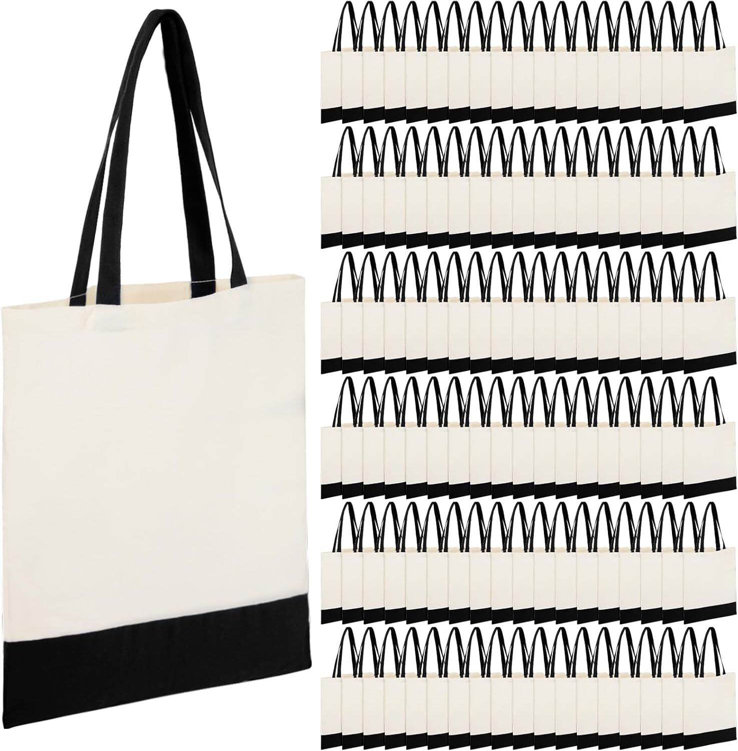 Roowest 60 Pcs Cotton Canvas Tote Bags Bulk Reusable Grocery Mixed Color