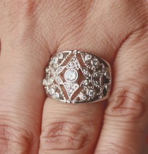 UNIQUE multi CUBIC ZIRCONIA set in .925 STERLING SILVER RING FAST SHIPPING