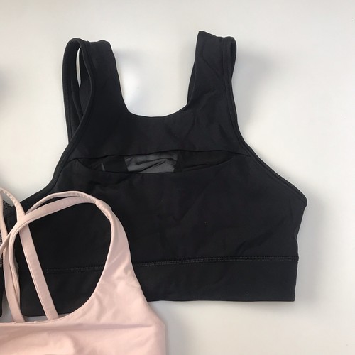 Lot 3 Lululemon High Neck Energy Bra Sz 4 Black Pink Mesh Cutout - Picture 2 of 14