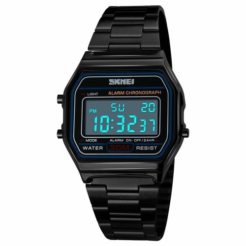 New Retro Sports Watch Digital Waterproof Stainless Steel Band Wristwatch UNISEX - Picture 10 of 22