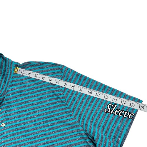 Polo de golf Crown & Ivy para hombre GRANDE azul azulado a rayas absorbente secado rápido Usado en excelente estado - Imagen 13 de 14
