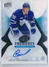 2016-17 ICE PREMIERES AUTOGRAPHS NIKITA SOSHNIKOV ROOKIE AUTO TORONTO MAPLE
