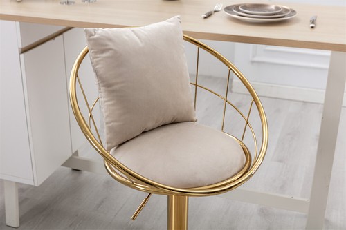 Set of 2 Velvet Bar Stools Adjustable Height Counter Swivel Bar Chairs - Picture 33 of 60